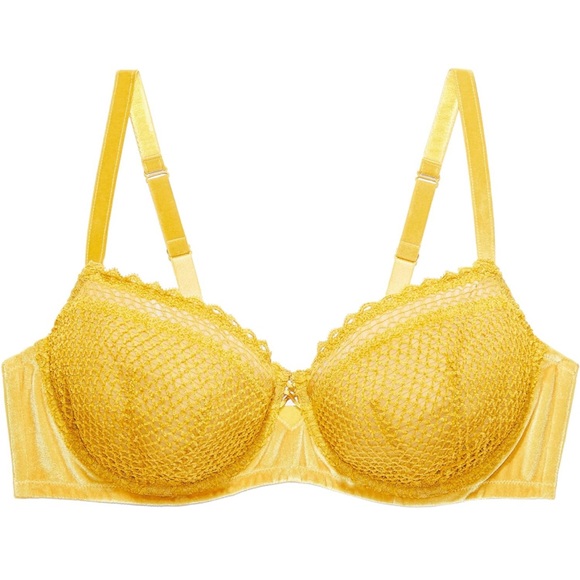 Savage X Fenty NWOT Velvet Vixen Balconette Bra HoneyComb Yellow Size 42DDD - Picture 5 of 13
